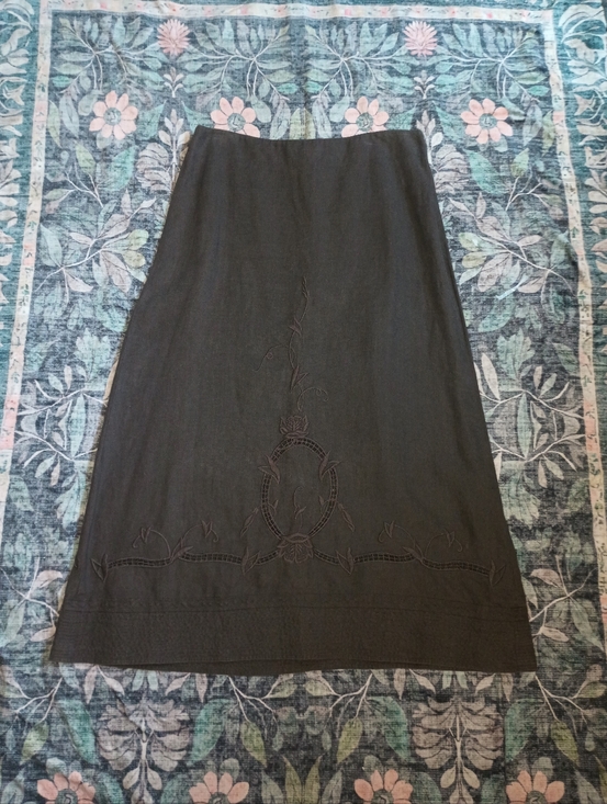 CAbi Dresses & Skirts - Cabi Womens Embroidered Linen Maxi Skirt Size 10 Brown Classic Cottage Lagom